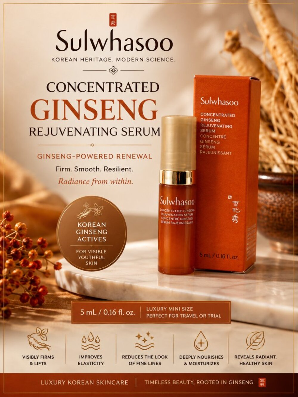 Sulwhasoo Concentrated Ginseng Rejuvenating Serum 5mL Mini New in Box